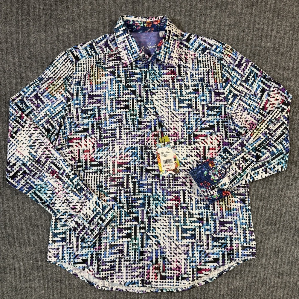 Robert Graham Orlando Shirt Mens Small Multicolor Geometric Long Sleeve NWT 198$